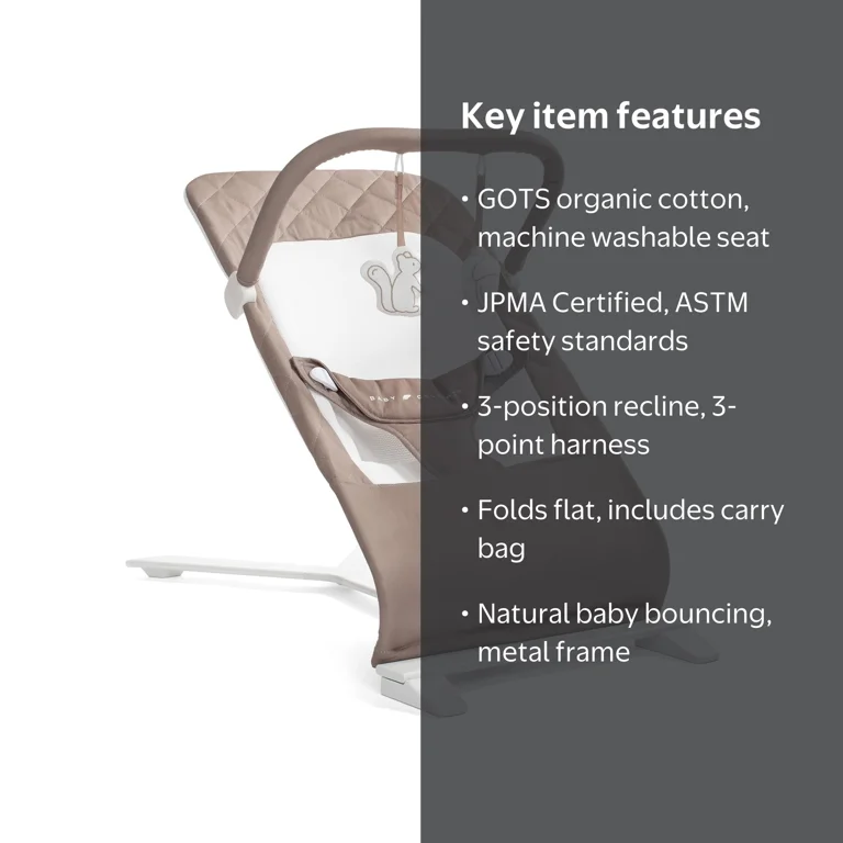 Baby Delight Alpine Deluxe Organic Portable Baby Bouncer, for