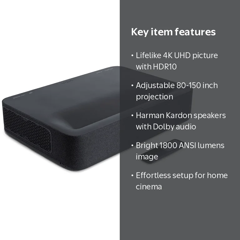 VAVA 4K UHD Laser TV Ultra Short Throw Projector, 150 in, Black
