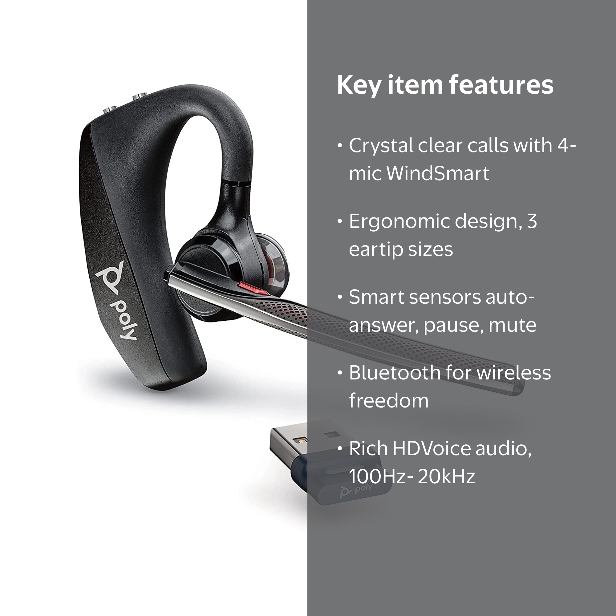 Plantronics Voyager 5200 UC Wireless Headset, Noise-Canceling Mic