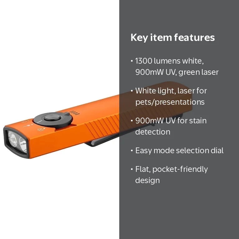 OLIGHT Arkfeld Pro Rechargeable EDC Flashlight 1300 Lumens UV and
