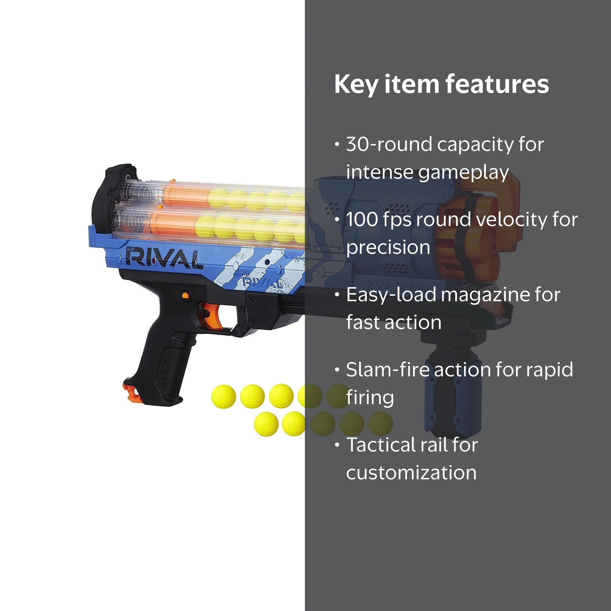 Nerf Rival Artemis XVII-3000 High Capacity Blue Blaster Gun with