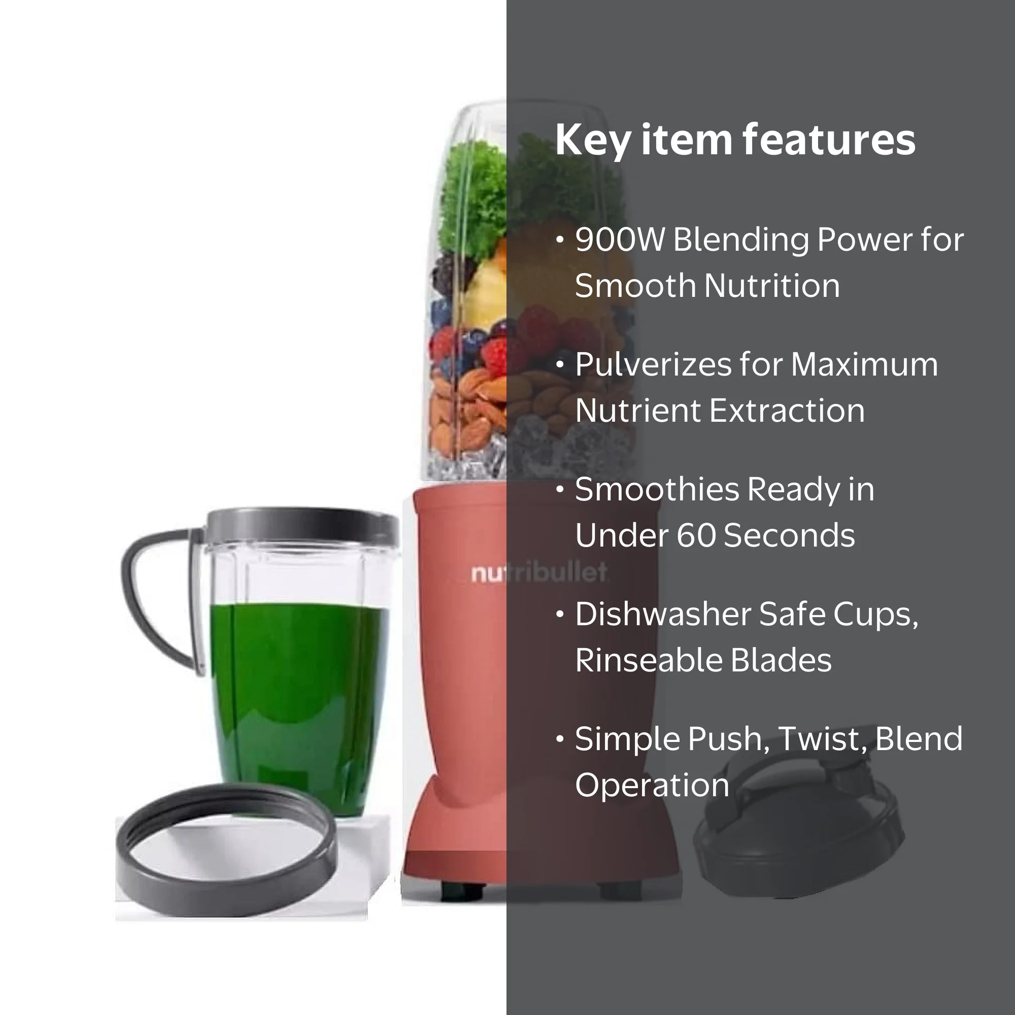 NutriBullet Pro Personal Blender Single Serve 900W, 9-Piece Set