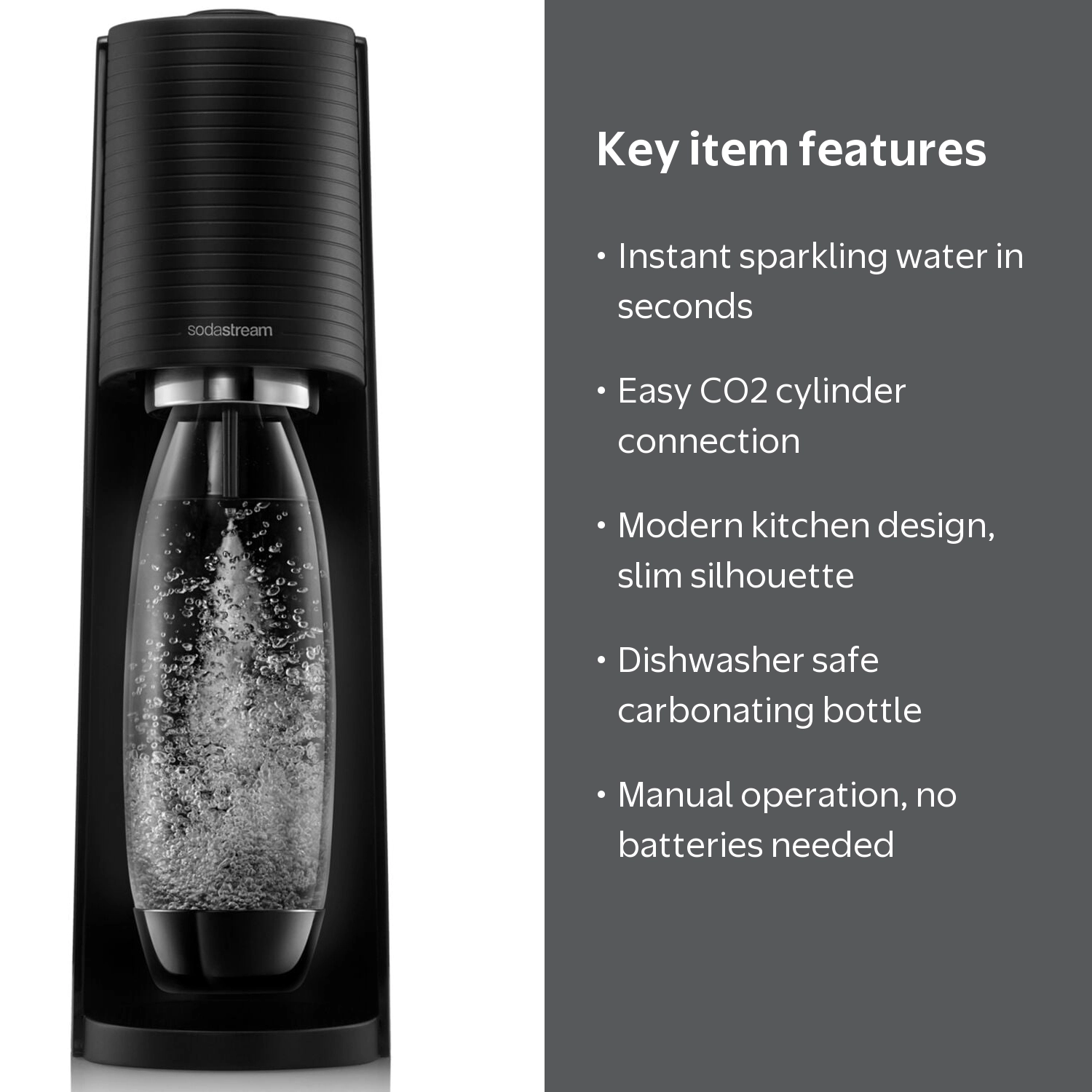 SodaStream Terra Sparkling Water Maker, Black, Quick Connect