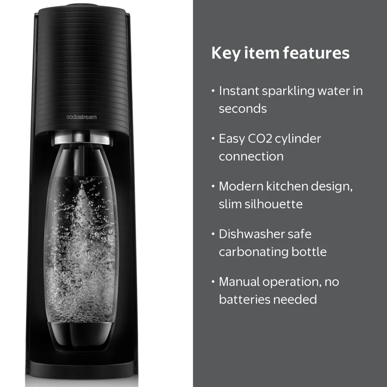 ［美品］SodaStream TERRA ブラック SodaStream Terra Sparkling Water Maker, Black, Quick Connect
