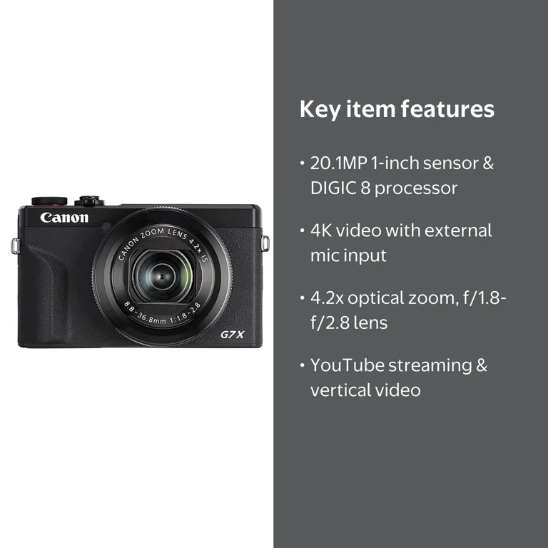 Canon PowerShot G7 x Mark III 20.2MP 4K Digital Camera 4.2x
