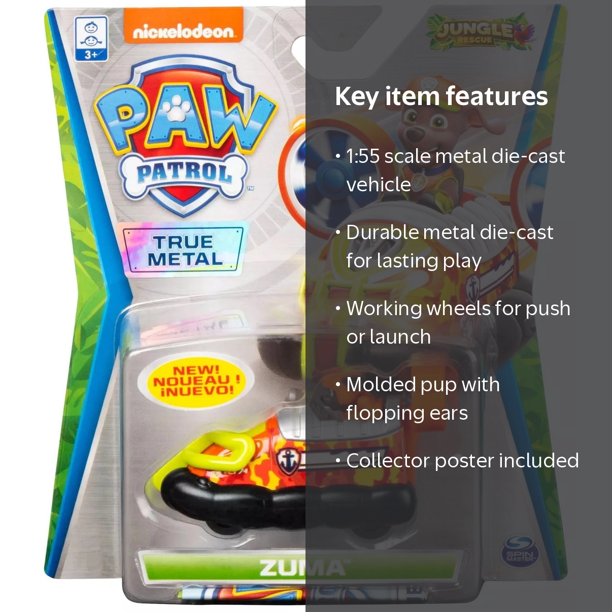 Paw Patrol True Metal Zuma Diecast Car [Jungle Rescue] - Walmart.com