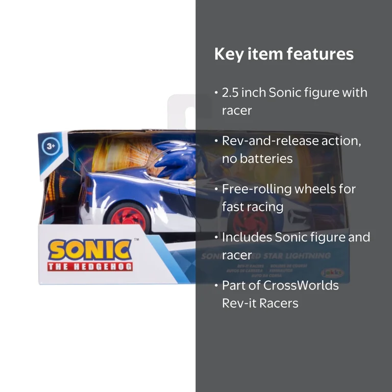 Sonic Speed Star Lightning Rev-it Racer Toy Car for Child Ages 3+