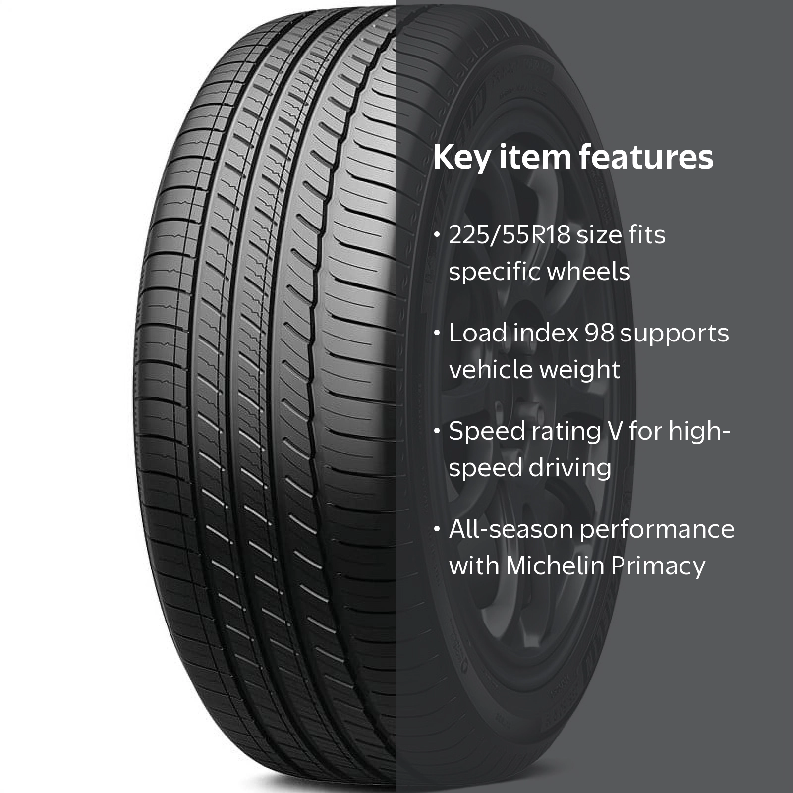 Michelin Primacy Tour A/S 225/55R18 98V BSW - Walmart.com