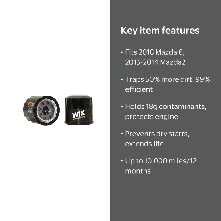 WIX Oil Filter 51365 Fits select: 2018 MAZDA 6, 2013-2014 MAZDA