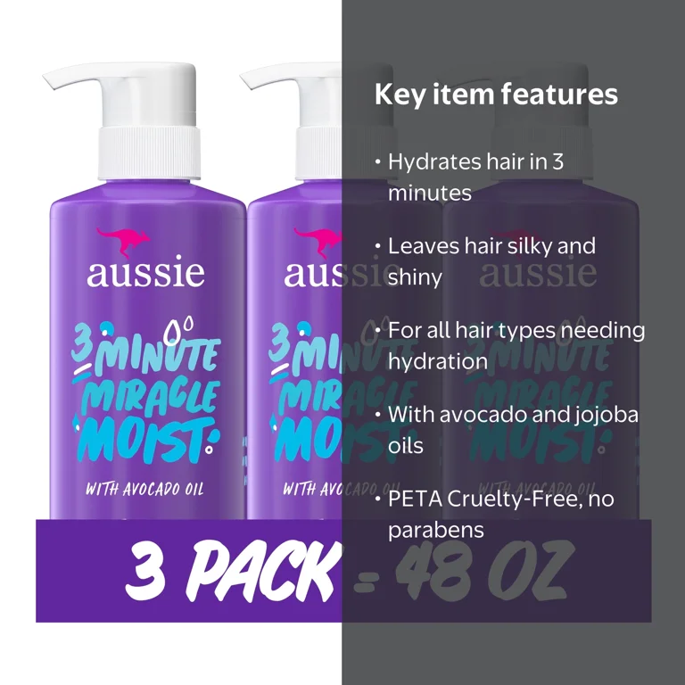 Aussie Hydrating Conditioner, Paraben-Free Miracle Moist w