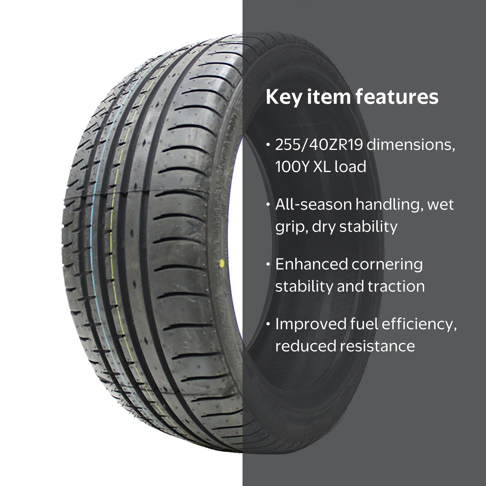 Accelera, Passenger Tire, 255/40ZR19 100Y XL, All Season Traction