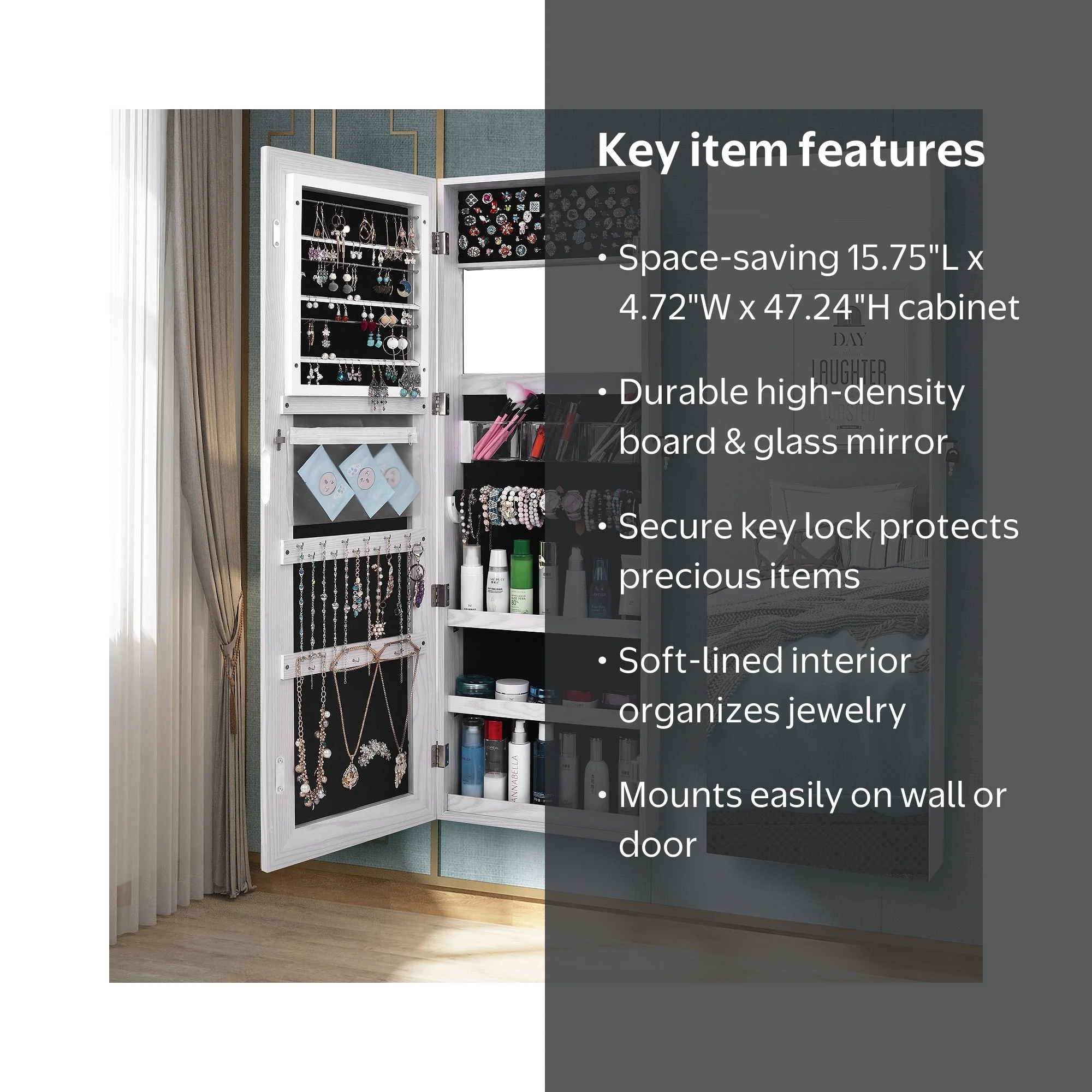 Zimtown Full Length Hanging Large Storage Door Lockable Wall Mount