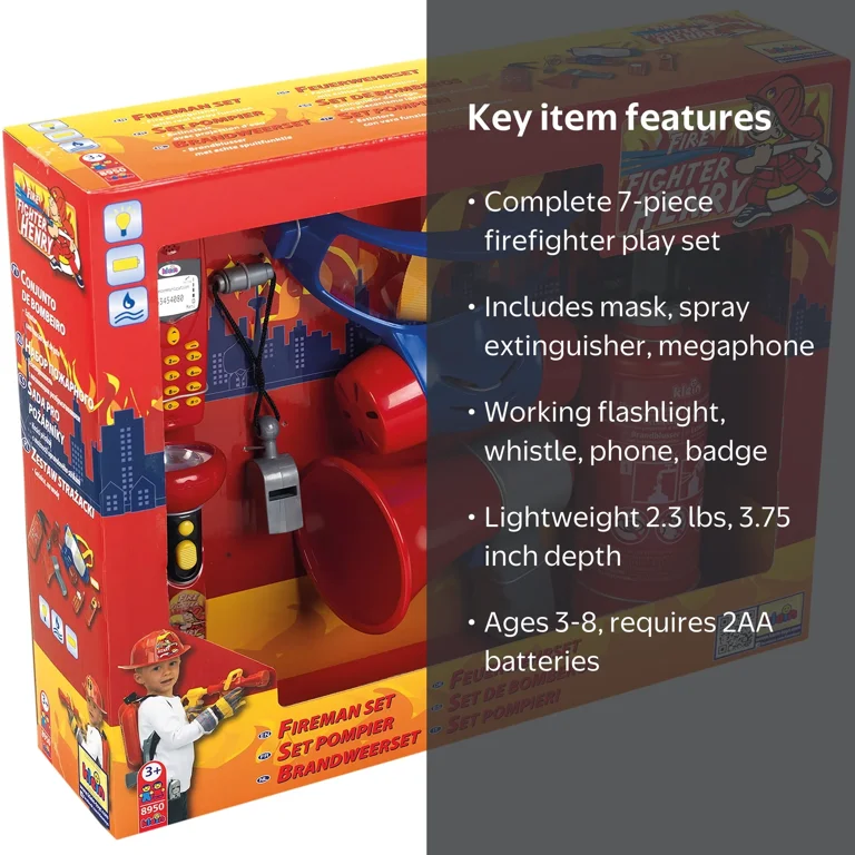 Theo Klein 7 Piece Pretend Play Fireman Set - Walmart.com