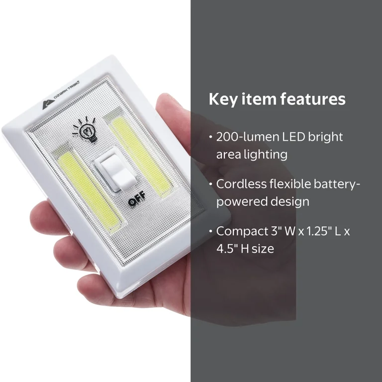 Ozark Trail Wireless Switch Light 2-Pack, 200 Lumens, Battery