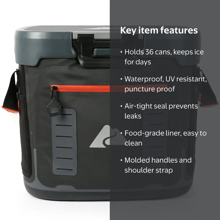 コンアル 36 Can Welded Hard Sided Cooler, Gray/Black | Durable Ice Chest