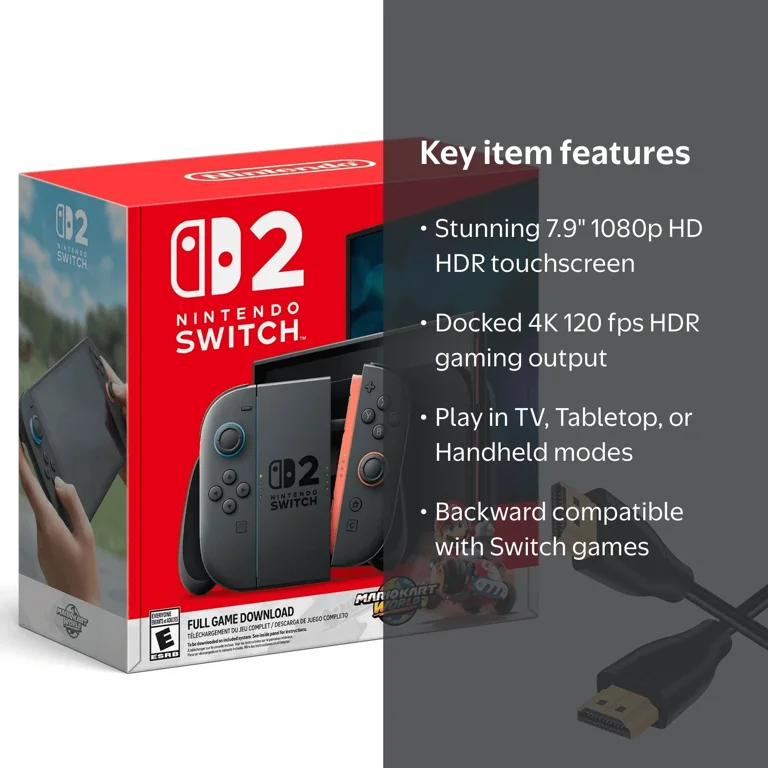 2025 Nintendo Switch™ 2 + Mario Kart™ World Bundle with VLT HDMI