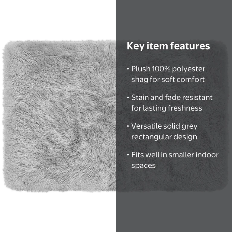 Mainstays Solid Grey Fluffy Shag Area Rug, 36 in x 56 in - Walmart.com