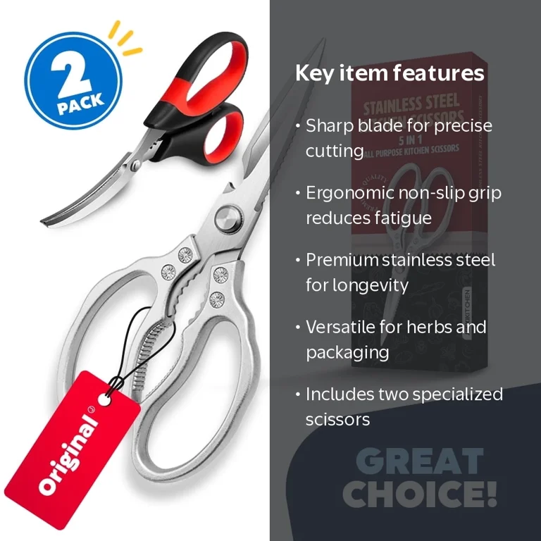 JEEXI Stainless Steel Kitchen Scissors, Heavy Duty Food Shears