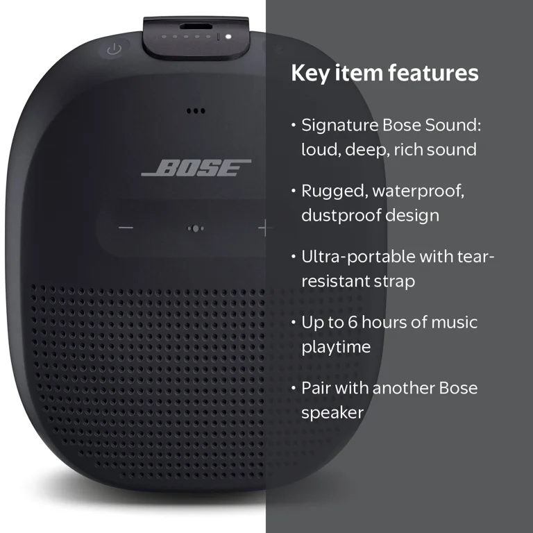 Bose, SoundLink Micro Portable Waterproof Bluetooth Speaker, Black