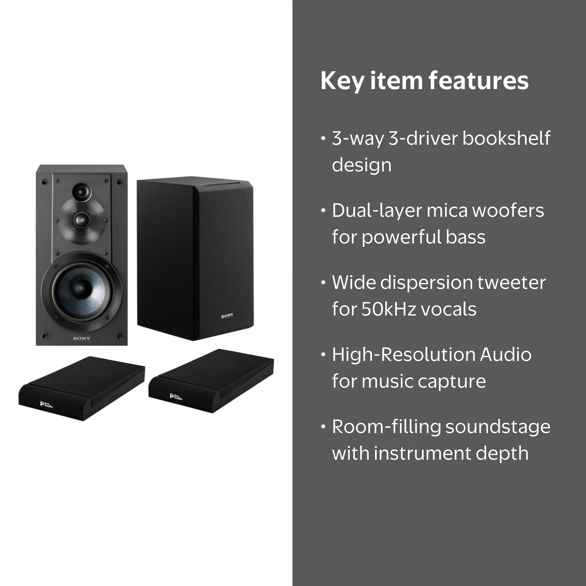 Sony SSCS5 3-Way 3-Driver Bookshelf Speaker System (Black) with