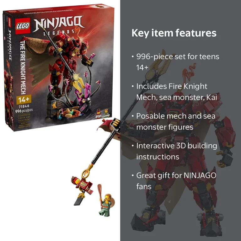 LEGO NINJAGO Fire Knight Mech Set 71846 with Kai Minifigure