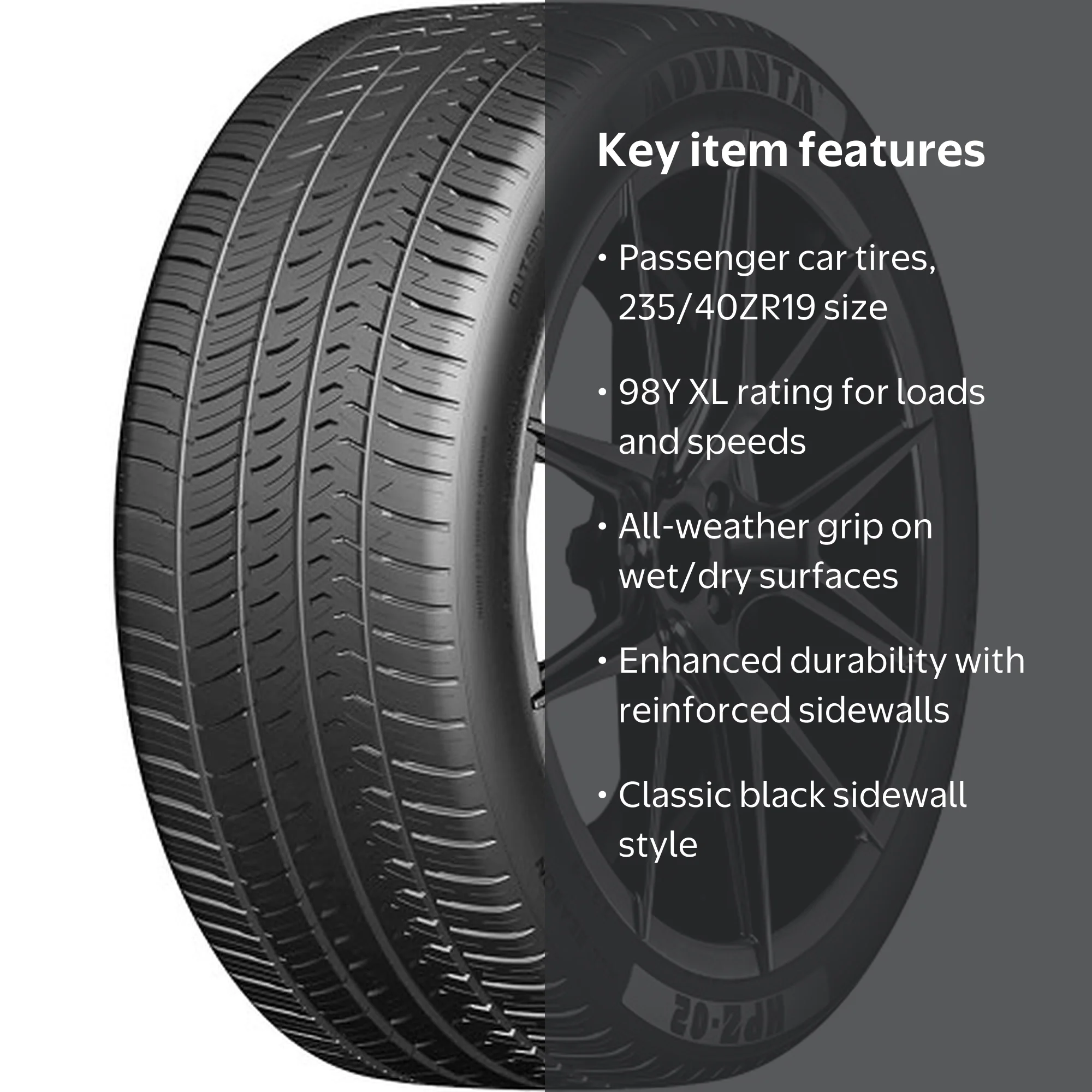 235/40R19 2本 Advanta HPZ-02 High Performance Tire 235/40R19 98Y XL AS A/S for