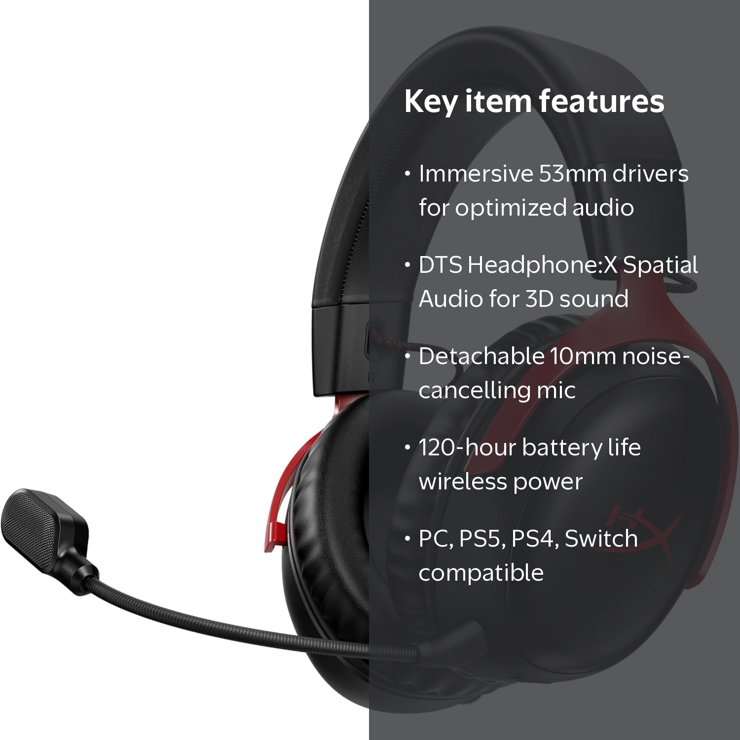 その他 HYPERCLOUD HyperX, Gaming Headset, Wireless, 120-Hour Battery, DTS Spatial