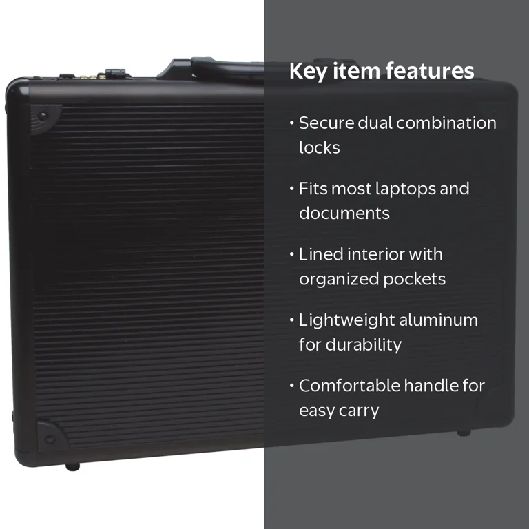 Roadpro, Briefcase, Aluminum, 17-1/2 x 13 x 4 inches, Black