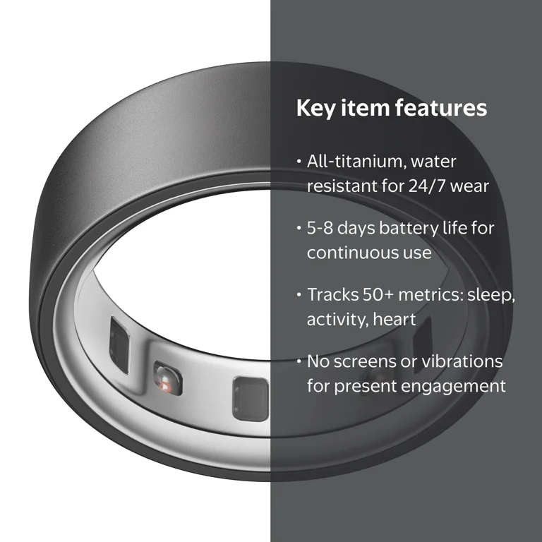 Oura Ring 4, Stealth, Size 10, Smart Wearable, Sleep, Fitness