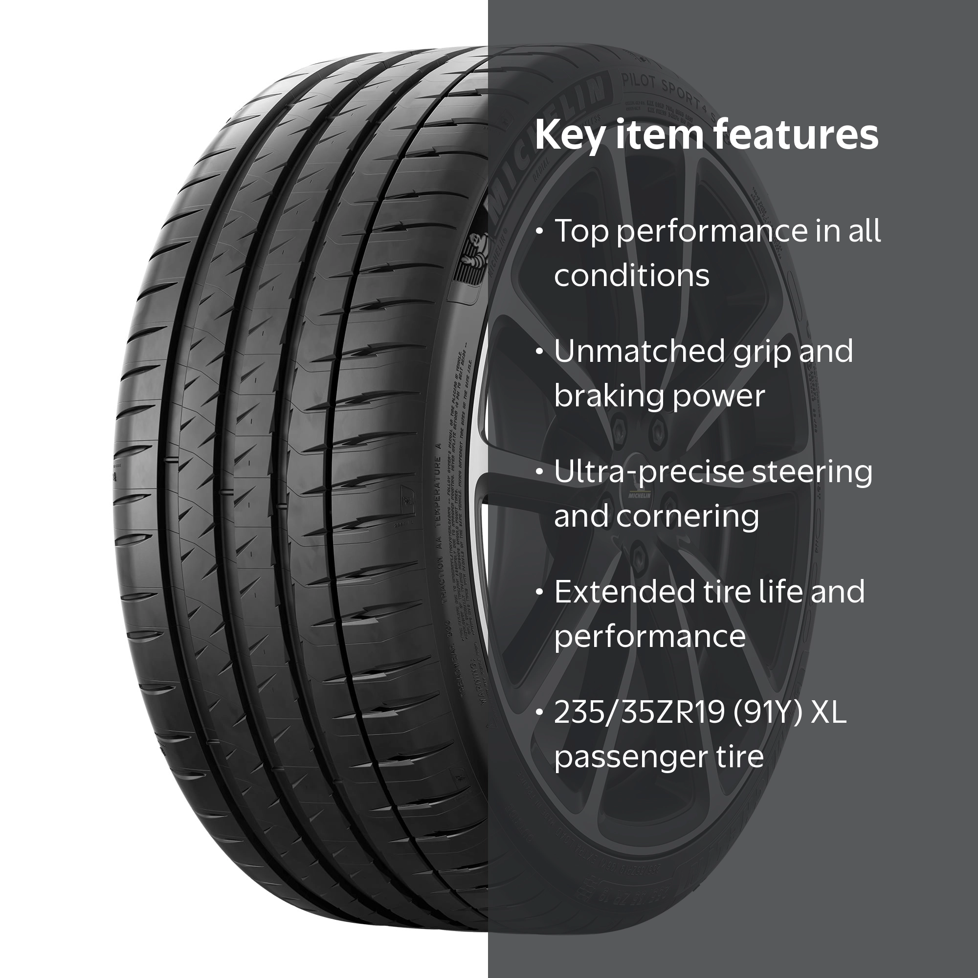Michelin Pilot Sport 4S Performance Tire, 235/35ZR19 (91Y) XL