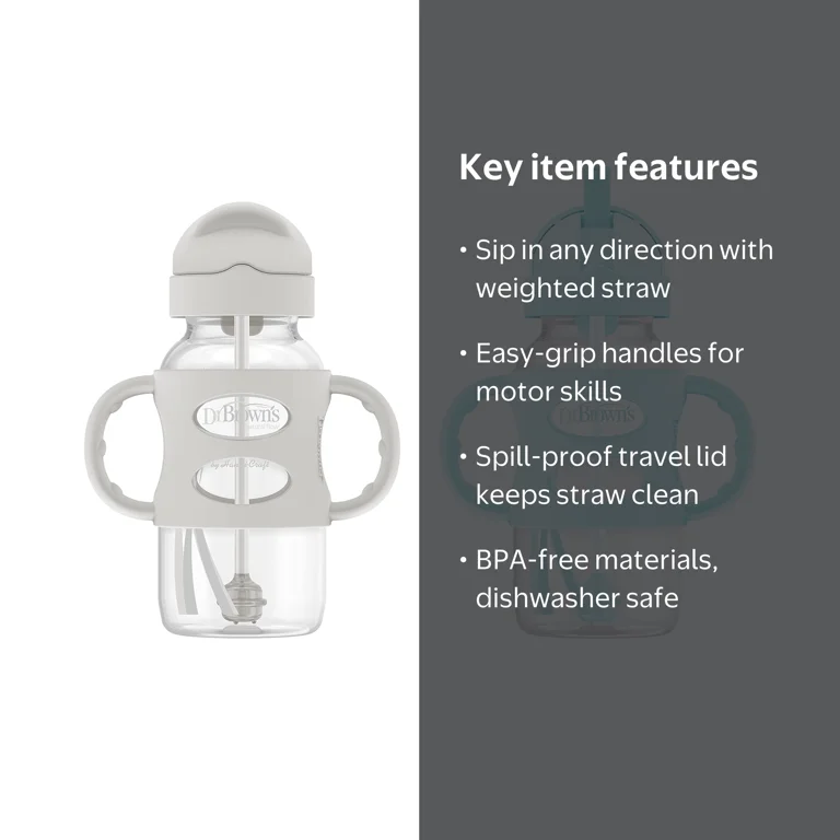 Dr. Brown's Milestones Wide-Neck Sippy Straw Bottle 9oz 270ml with