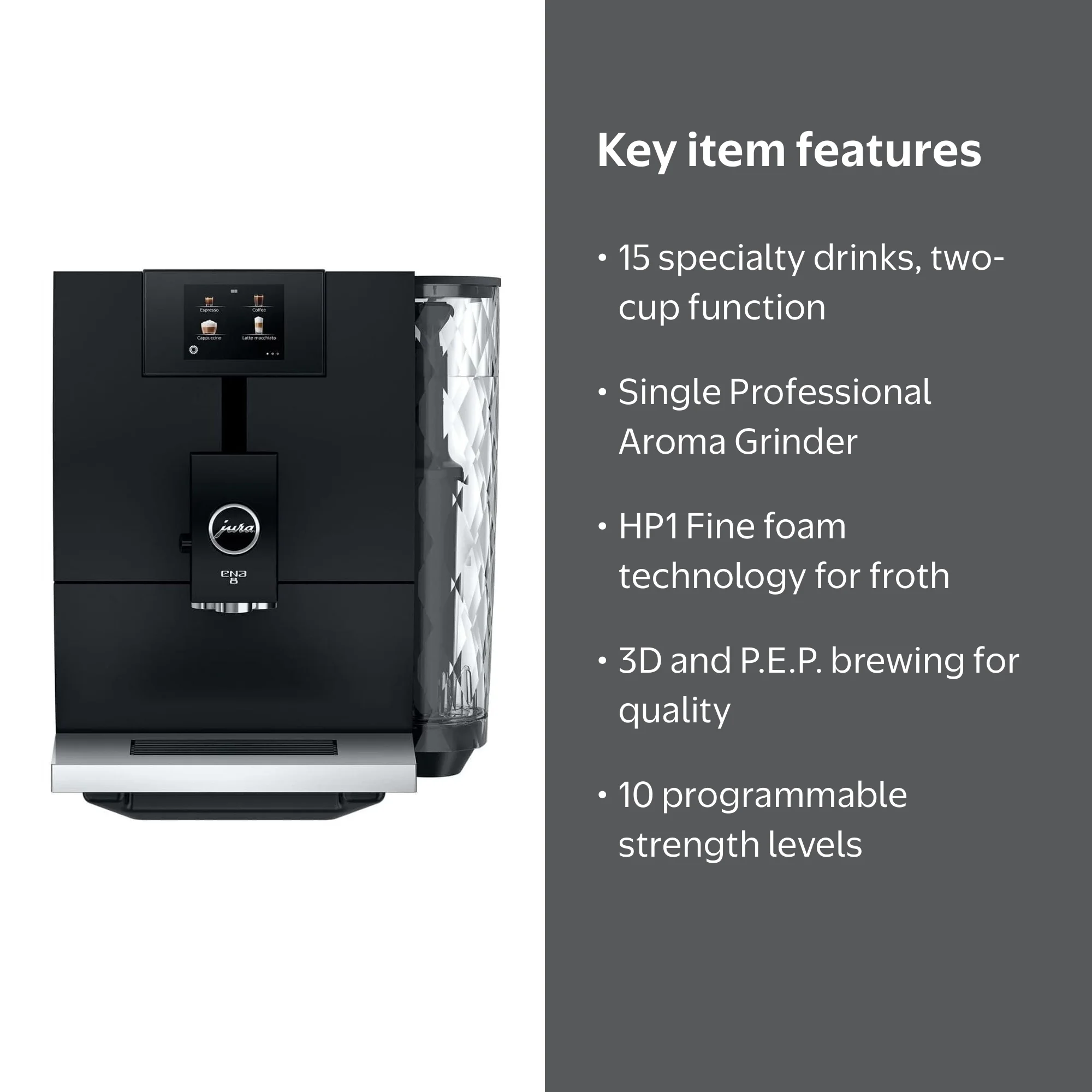 JURA ENA 8 Automatic Espresso Machine, 15 Recipes, Full