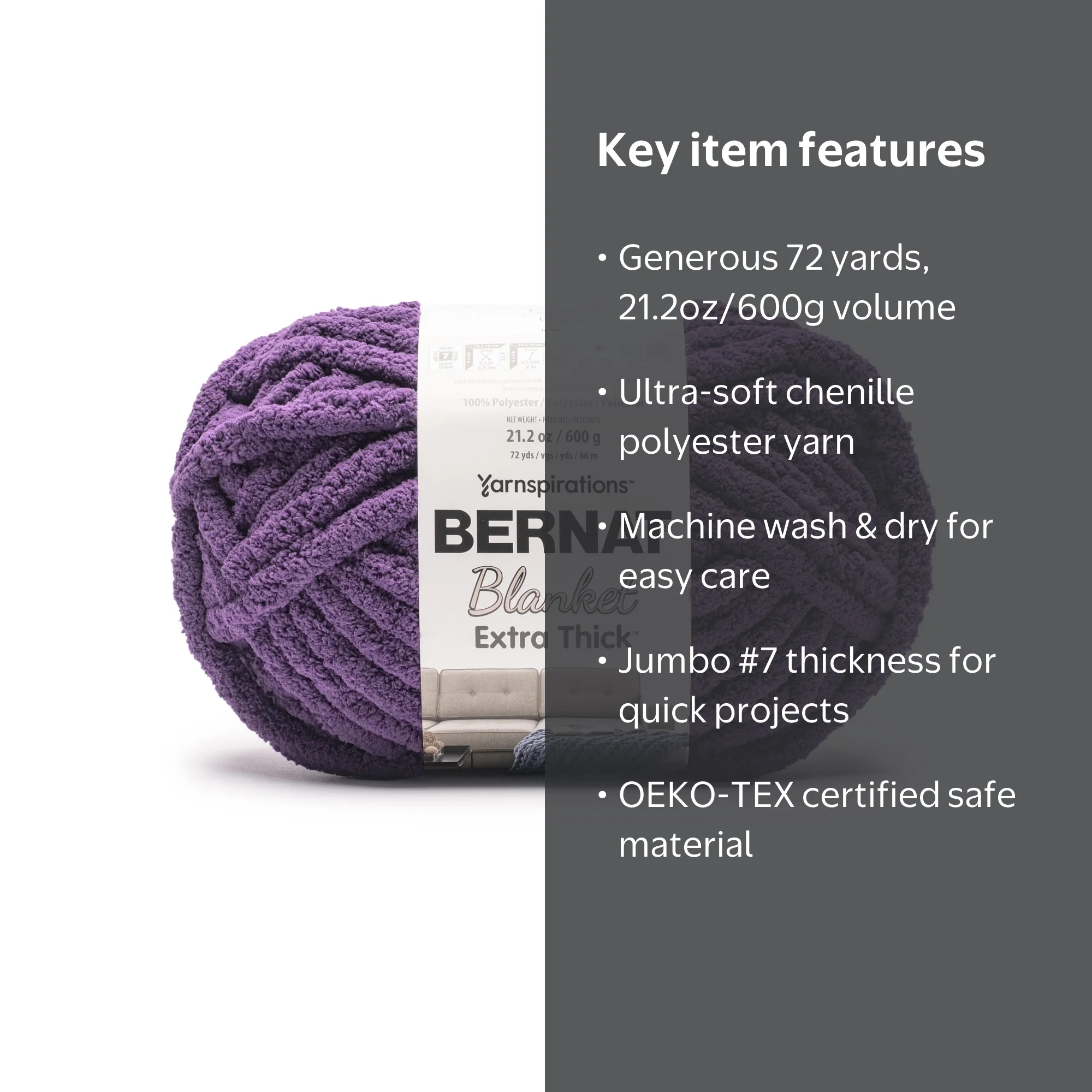 Bernat® Blanket Extra Thick™ #7 Jumbo Polyester Yarn, Purple Punch