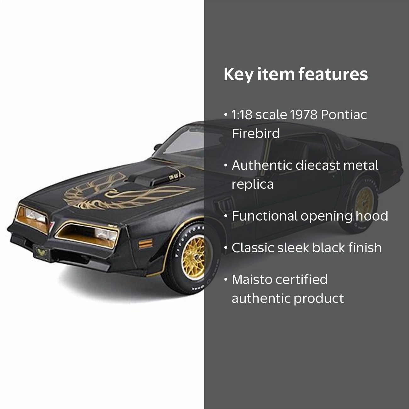 Maisto, SE 1978 Pontiac Firebird Trans Am, 1:18, Black - Walmart.com