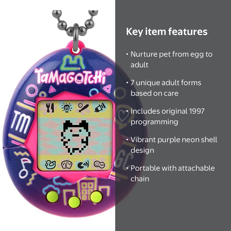 Bandai Namco Tamagotchi Original Neon Lights Digital Pet, Purple