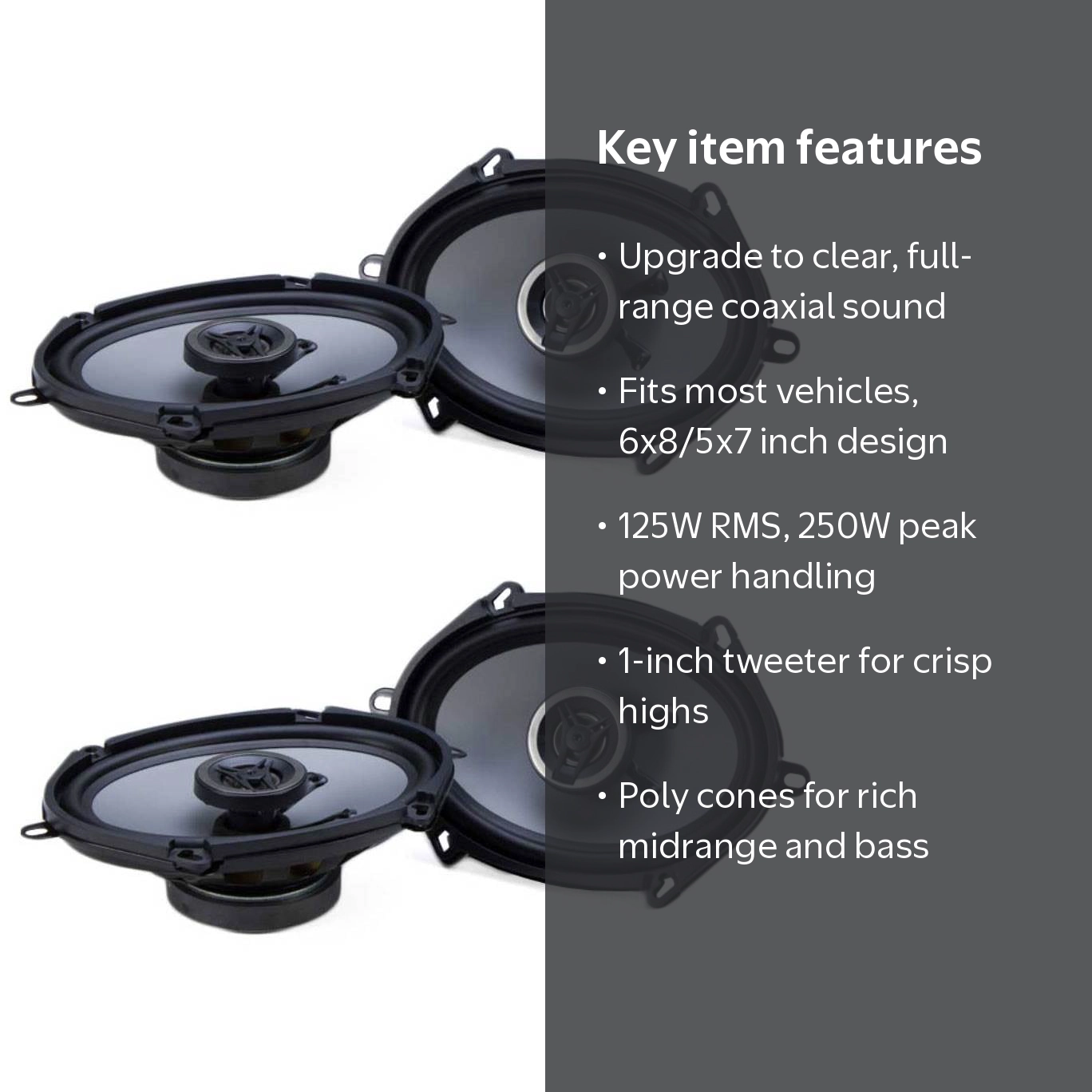 Crunch 250W 2 Way Coaxial Car Audio, 5x7 by 6x8