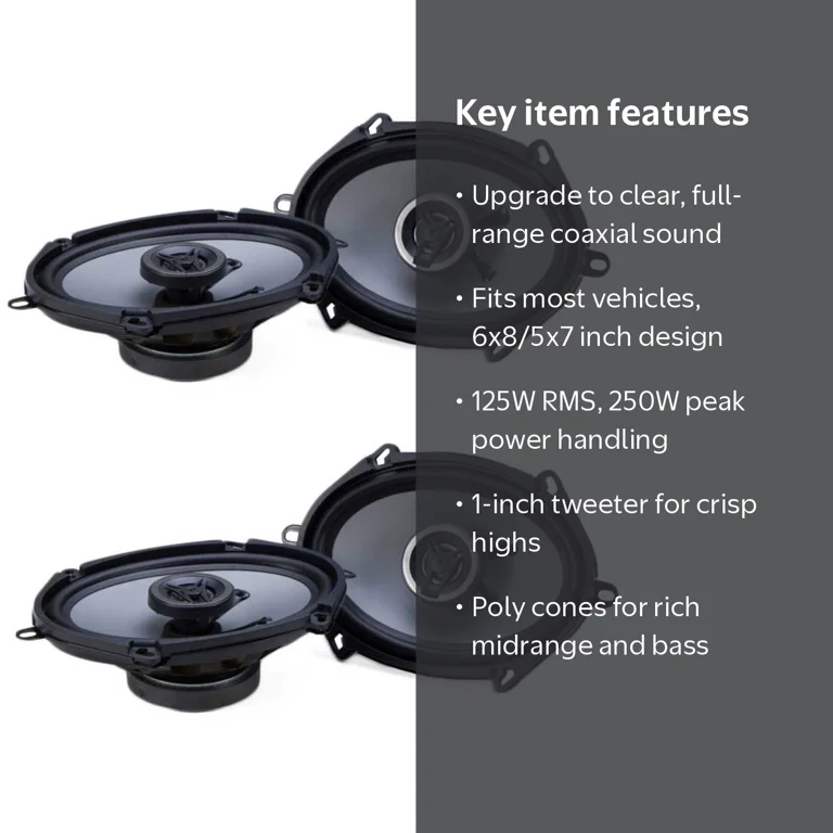 Crunch 250W 2 Way Coaxial Car Audio, 5x7 by 6x8