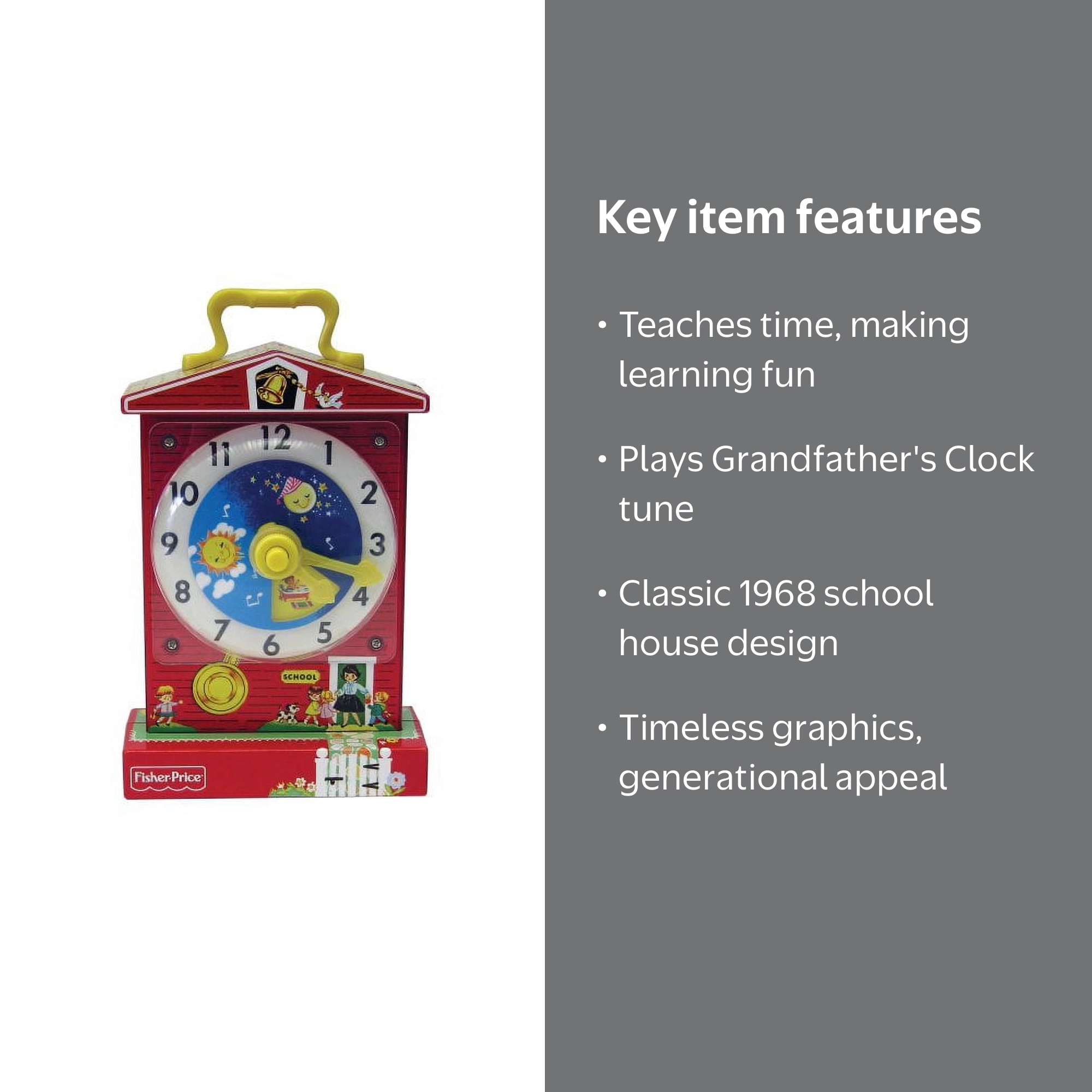 Fisher Price Classic Teaching Clock - Kids Learning Time Toy