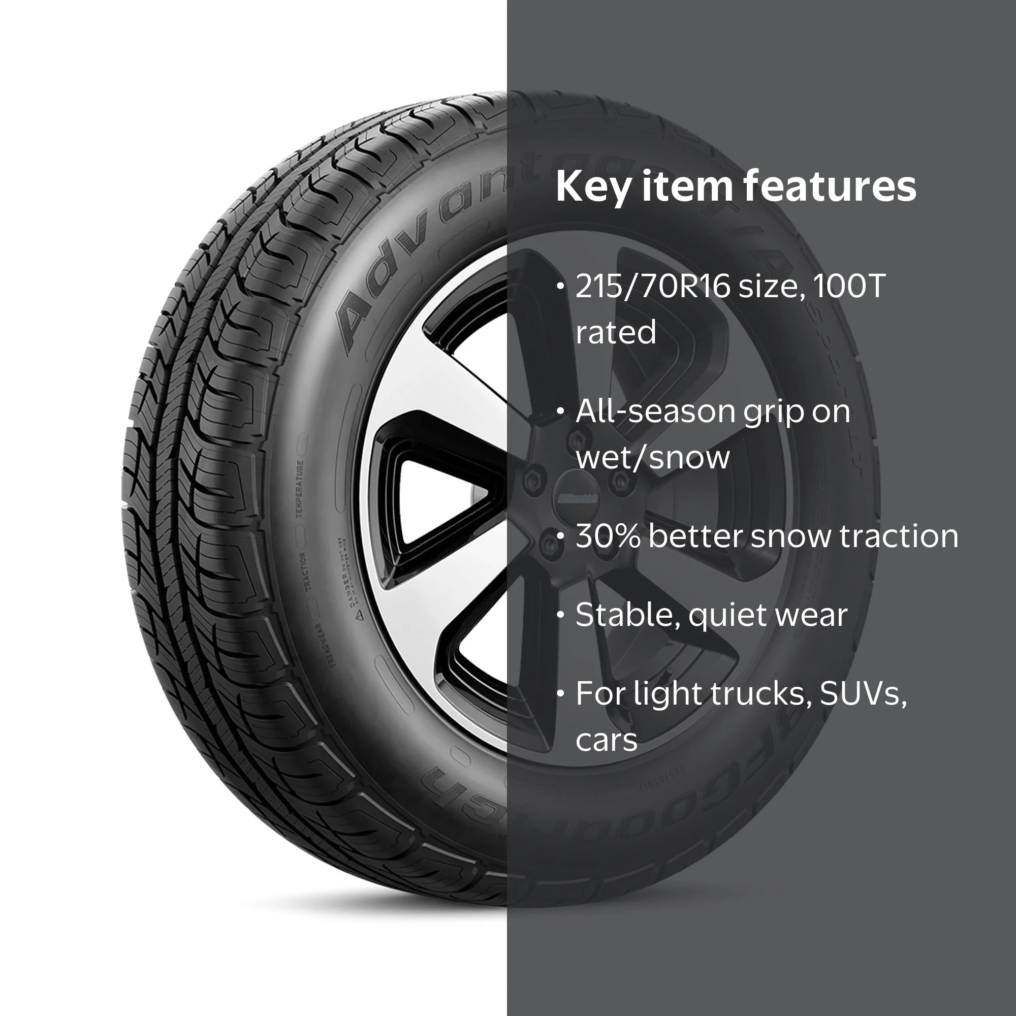 BF Goodrich Advantage TA Sport LT All-Season 215/70R16 100T Tire