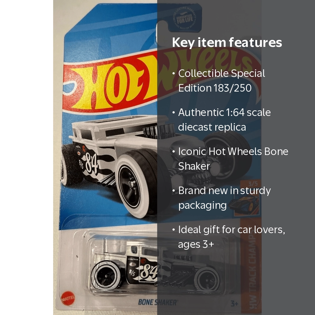 Hot Wheels Bone Shaker 183/250 White Treasure Hunt HW Track Champs