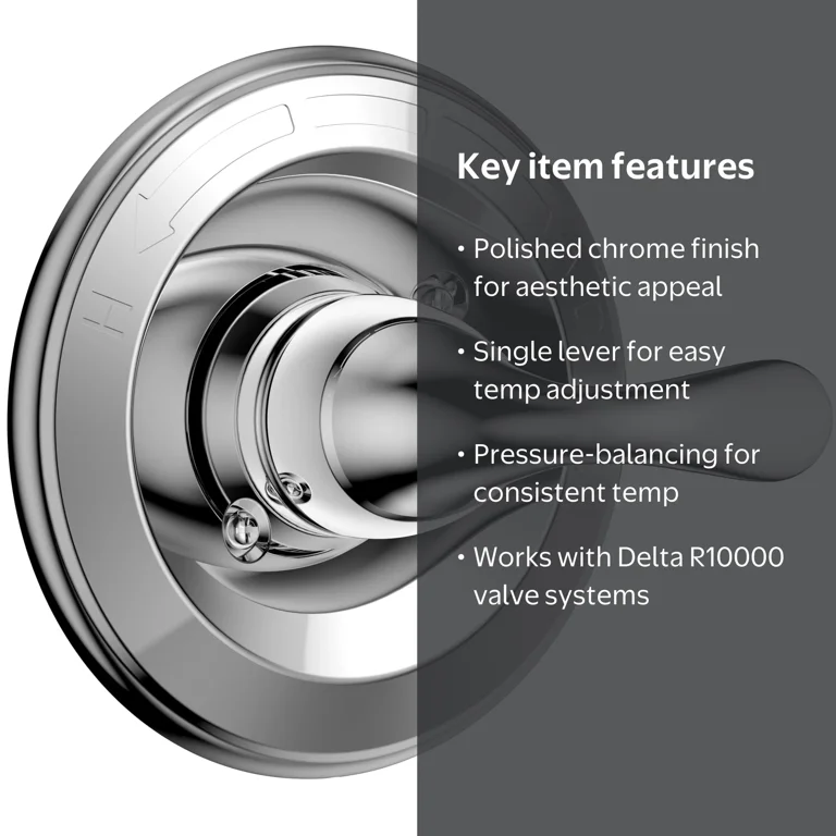 Replacement Delta Faucet Classic 13 Series Shower Trim Kit – Single-Function Matte Black With Lever Handle, Cartridge Included (T13020-BL Style)