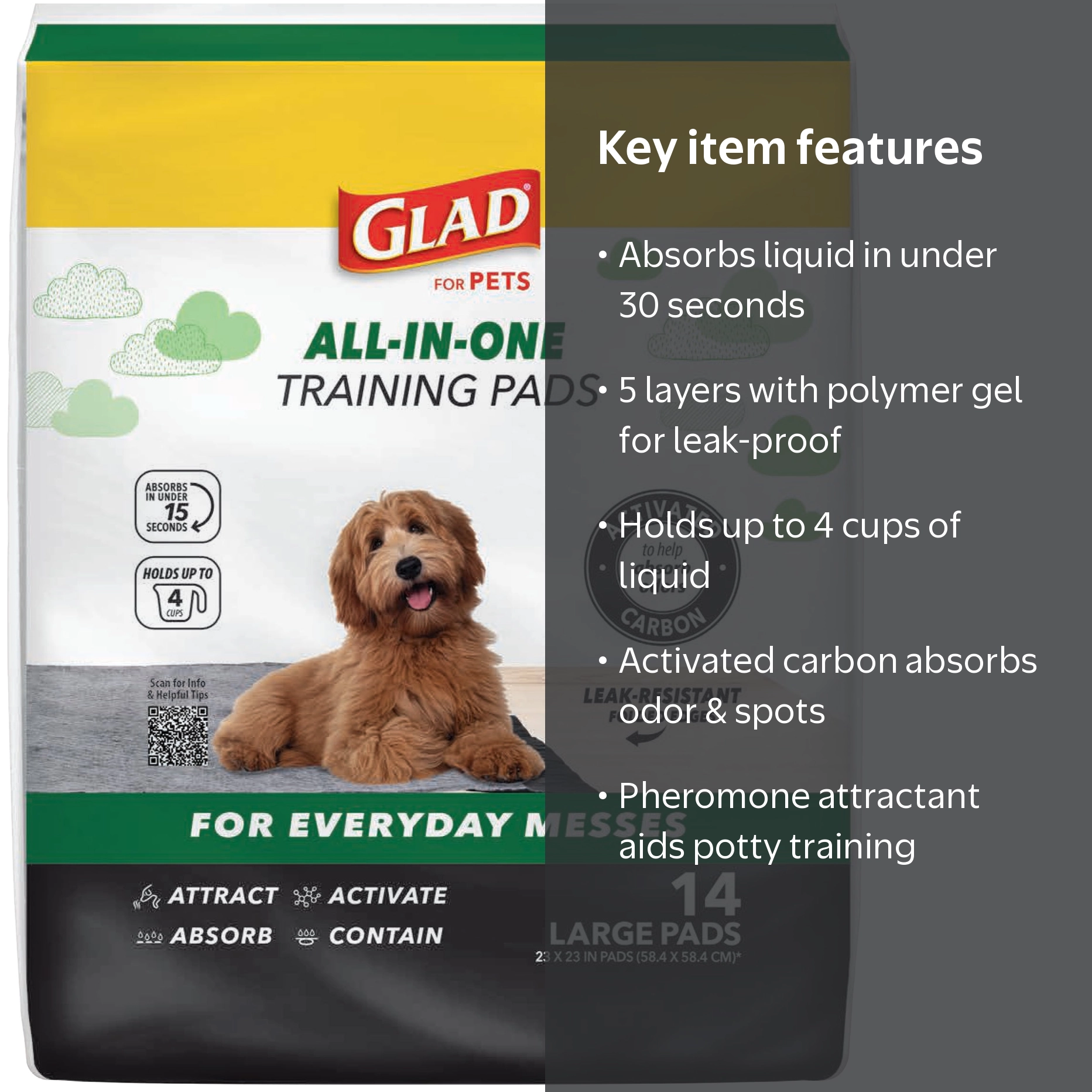 Glad, Dog Training Pads, Activated Carbon, Leak-Resistant