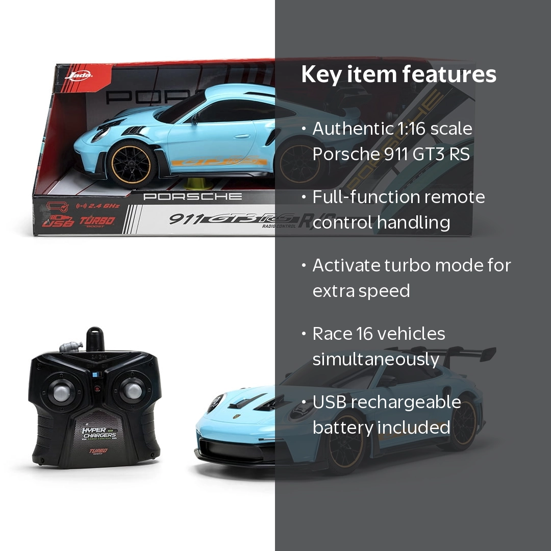 Jada Toys Porsche 911 (992) GT3 RS – 1:16 RC – USB Rechargeable