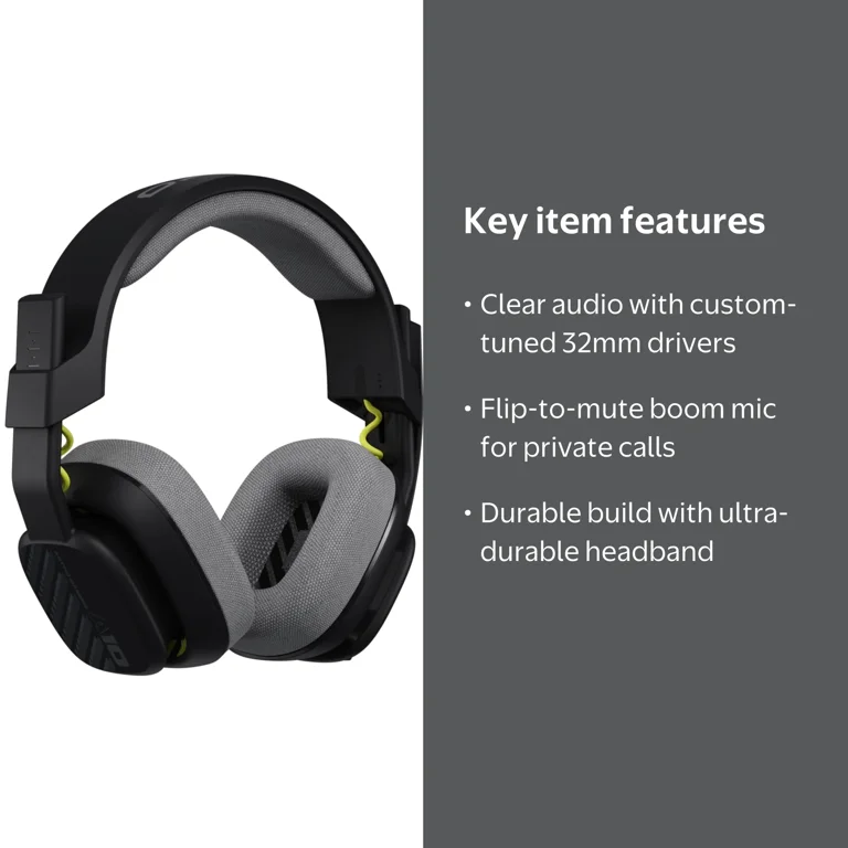 ASTRO A10 Gen 2 Wired Gaming Headset - Over-ear, Flip-to-mute Mic