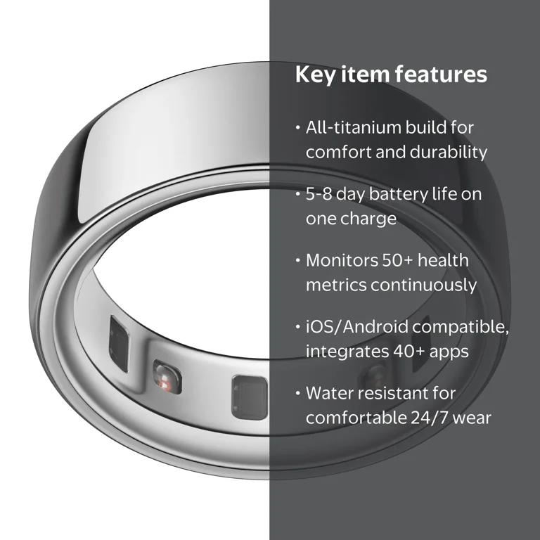 Oura Ring 4, Silver, Size 13, Smart Wearable, Sleep, Fitness