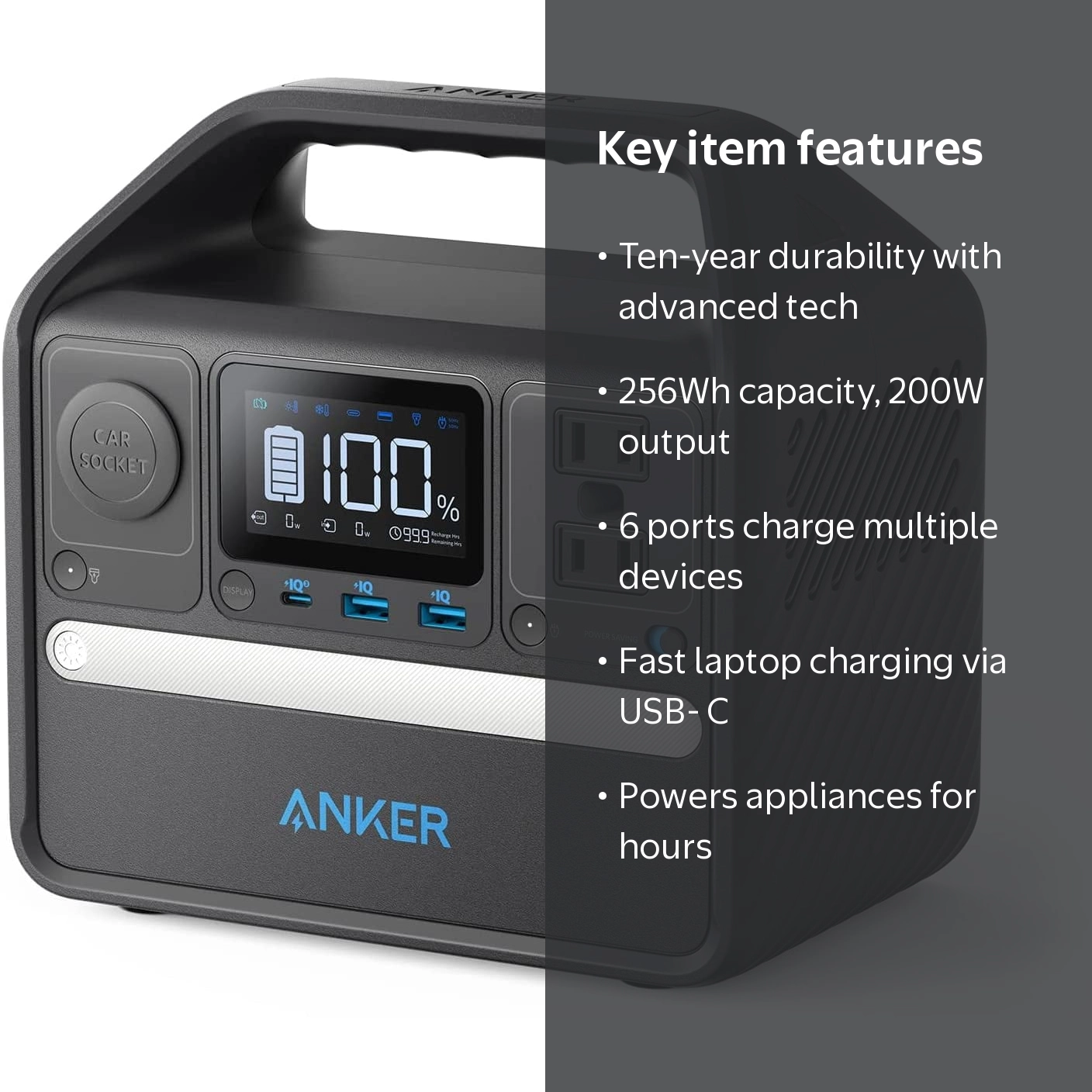Anker, PowerStation, 256Wh, 200W, Portable Battery - Walmart.com