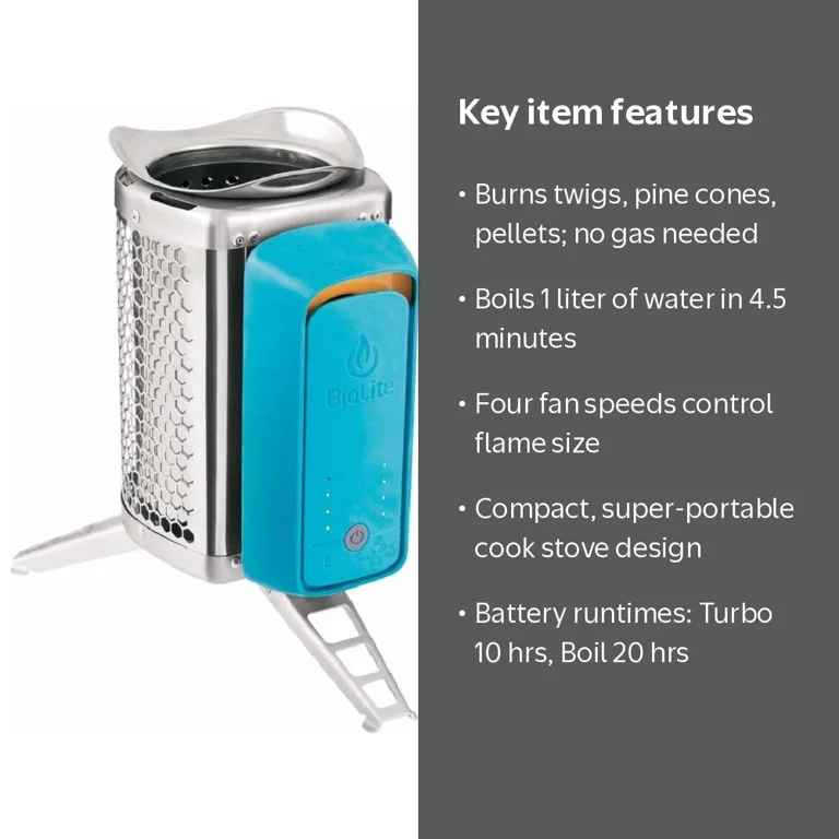 BioLite Camping Stove, Portable Wood Pellet Burner, Turbo Fan, Low