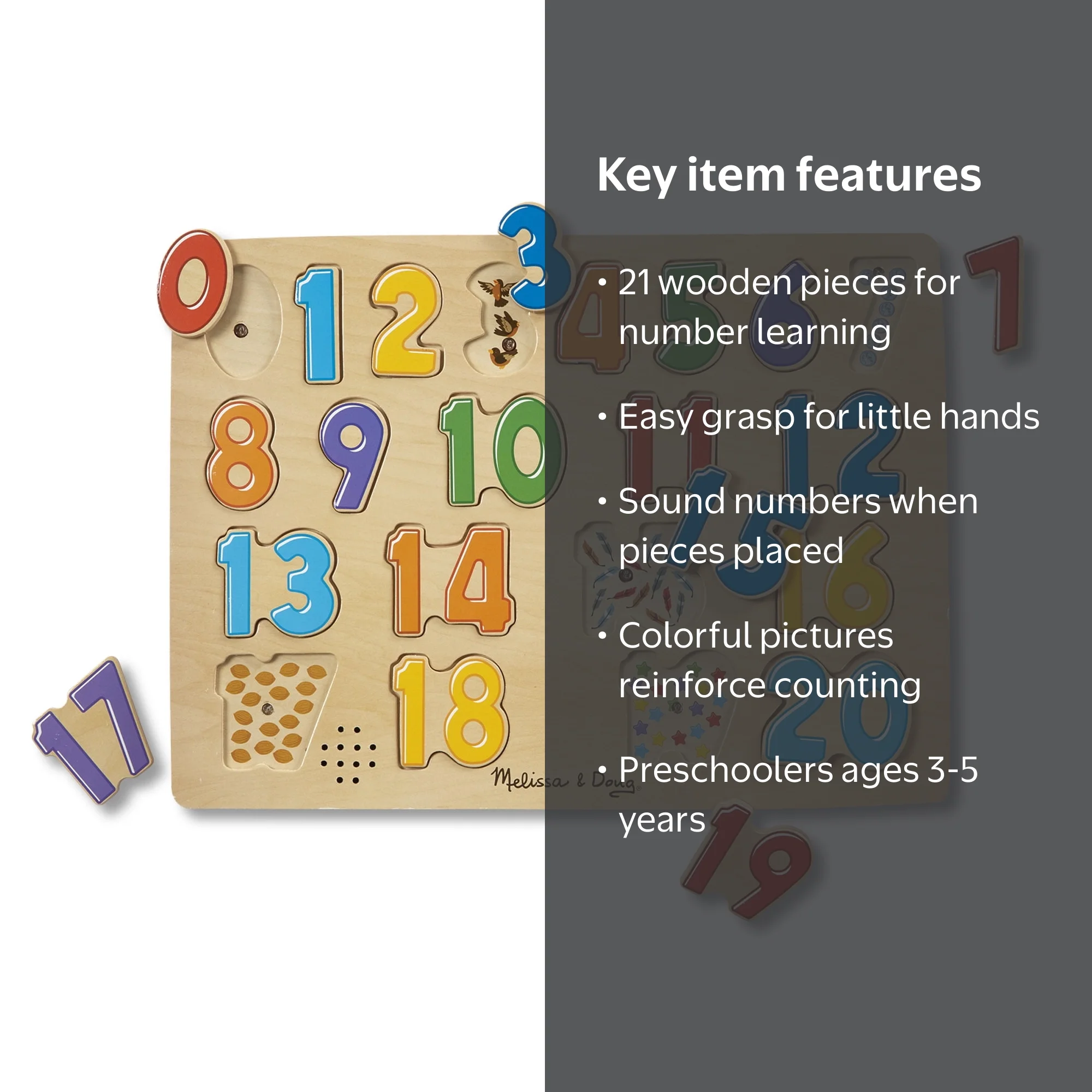 Melissa & Doug Numbers Sound Puzzle - Wooden Puzzle With Sound