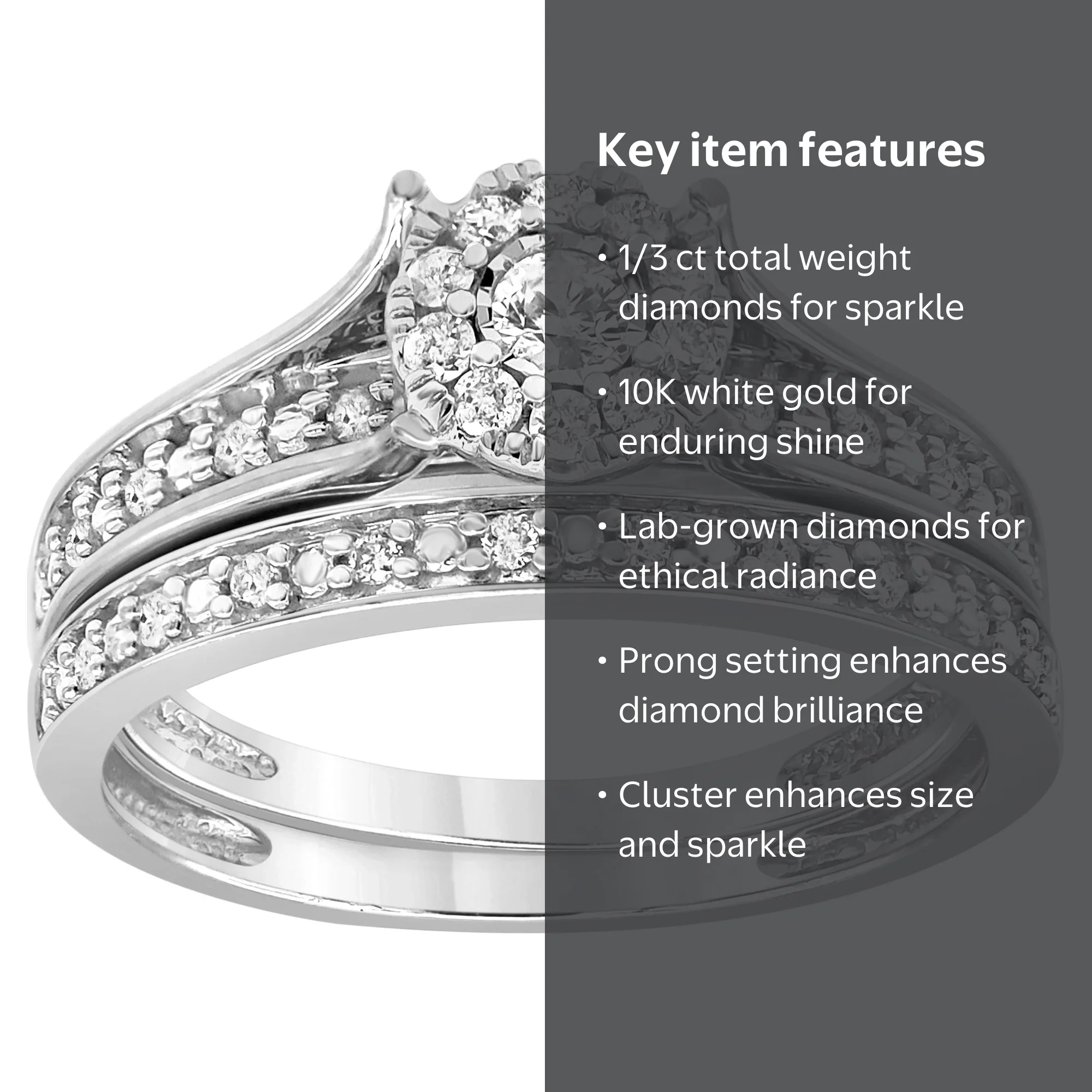 Forever Bride 10K White Gold 1/3 Carat Diamond Wedding Bridal Set