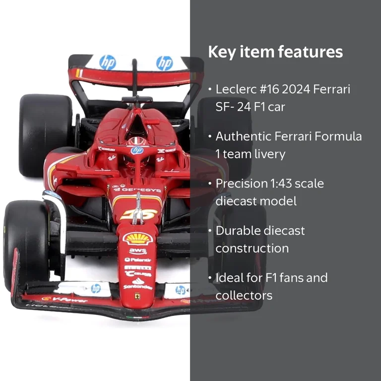 Bburago SFR Ferrari SF-24 w/helmet (2024), 1:43, Leclerc #1